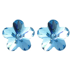 Spring Bloom Cherry Blossom  Swarovski Crystal Elements Stud Earrings Rhodium Plated | Dahlia