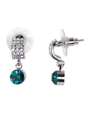 Pave Round Swarovski Crystal Drop Earrings - Persian Green | Dahlia