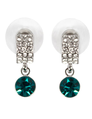 Pave Round Swarovski Crystal Drop Earrings - Persian Green | Dahlia