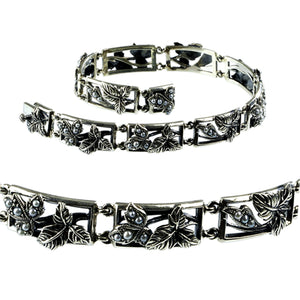 [product type] | Dahlia Vintage Collection Seed Pearl Leaf Sterling Silver Bracelet, 7" | Dahlia
