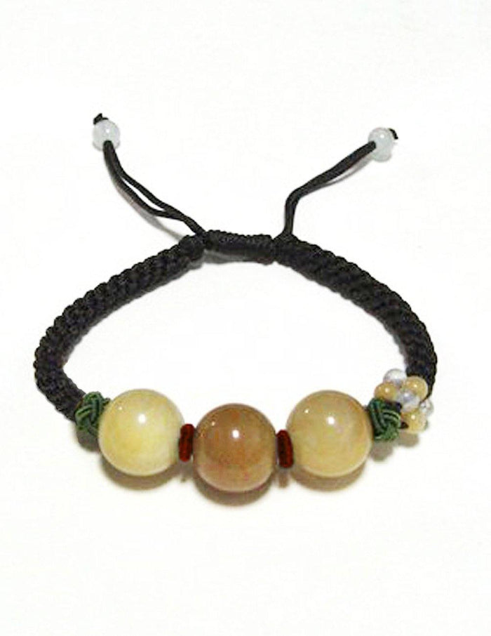3-Bead Jade Yellow Bracelet | Certified Genuine Grade A Jadeite Jade Jade Bracelet | Dahlia