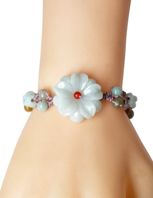 Daisy Jade Bracelet Jadeite Jade Green Chinese Good Luck Dahlia Stone Gemstone Certified Real fortune 