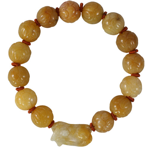 Pi Xiu Dragon Jade Bracelet | Certified Genuine Grade A Jadeite Jade Yellow Jade Bracelet | Dahlia
