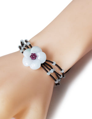 Flower Jade Bracelet Jadeite Jade Green Chinese Good Luck Dahlia Stone Gemstone Certified Real fortune 