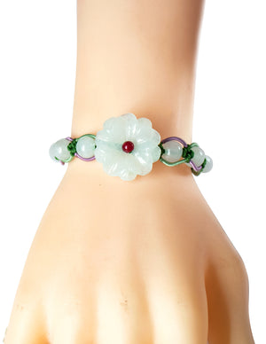 Star Flower Bead Jade Bracelet Jadeite Jade Green Chinese Good Luck Dahlia Stone Gemstone Certified Real fortune Links