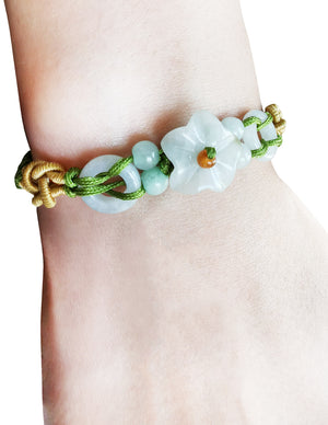 Star Flower Bead Jade Bracelet Jadeite Jade Green Chinese Good Luck Dahlia Stone Gemstone Certified Real fortune Links