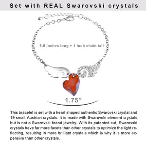 Cupid Heart Swarovski Crystal Elements Sparkling Wing Chain Bracelet Rhodium Plated| Dahlia