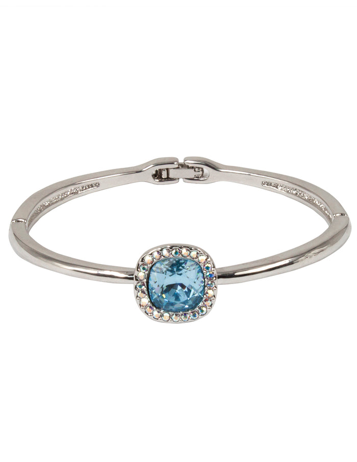 Princess Bangle w/ Swarovski Crystals - Blue | Rhodium Plated | Dahlia