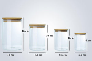 Borosilicate Glass Storage Canister Set of 4 竹木盖玻璃密封罐4件套