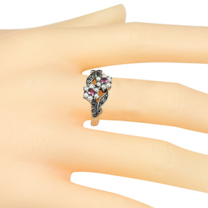 [product type] | Gemini Seed Pearl Sterling Silver Ring - Dahlia Vintage Collection | Dahlia