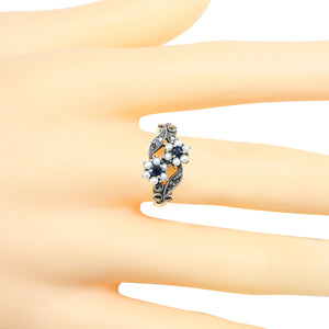 [product type] | Gemini Seed Pearl Sterling Silver Ring - Dahlia Vintage Collection | Dahlia