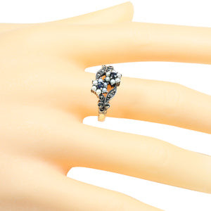 [product type] | Gemini Seed Pearl Sterling Silver Ring - Dahlia Vintage Collection | Dahlia