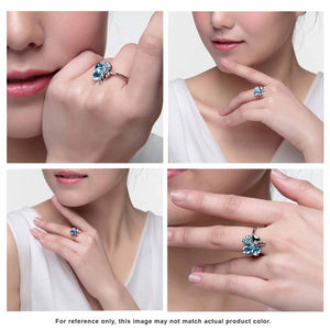 Four Leaf Clover Heart Swarovski Crystal Elements Fashion Ring  Rhodium Plated Fashion Ring | Dahlia