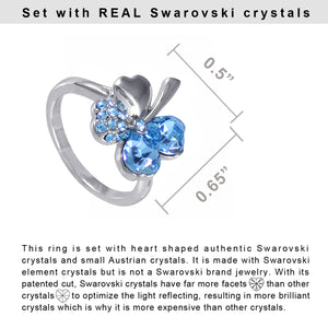 Four Leaf Clover Heart Swarovski Crystal Elements Fashion Ring  Rhodium Plated Fashion Ring | Dahlia