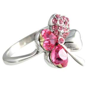 Four Leaf Clover Heart Swarovski Crystal Elements Fashion Ring  Rhodium Plated Fashion Ring | Dahlia