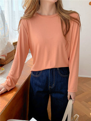womens-model-base shirts春夏季女士圆领莫代尔打底衫/穿着舒适/时尚百搭/修身显瘦