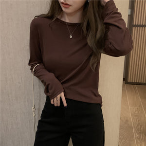 womens-model-base shirts春夏季女士圆领莫代尔打底衫/穿着舒适/时尚百搭/修身显瘦
