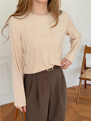 womens-model-base shirts春夏季女士圆领莫代尔打底衫/穿着舒适/时尚百搭/修身显瘦