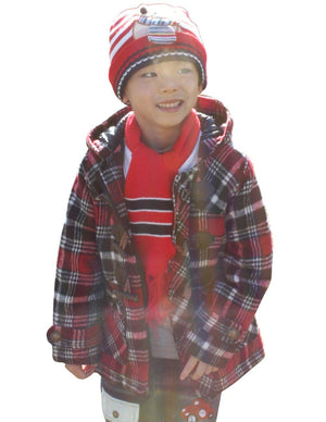 Boy's Embroidered Cartoon Bear Stripes Hat Cap Scarf Set