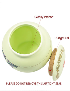 [product type] | Dahlia Perching Birds Airtight Porcelain Tea Canister | Dahlia