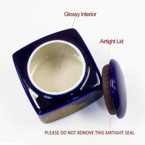 [product type] | Dahlia Exquisite Royal Blue Peony Square Porcelain Tea Canister | Dahlia