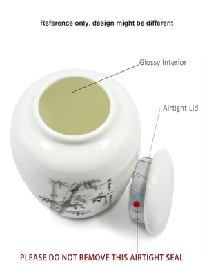 [product type] | Oriental Ink Painting Porcelain Tea Canister | Dahlia