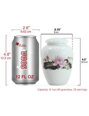 [product type] | Oriental Ink Painting Porcelain Tea Canister | Dahlia