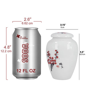 [product type] | Oriental Ink Painting Porcelain Tea Canister | Dahlia