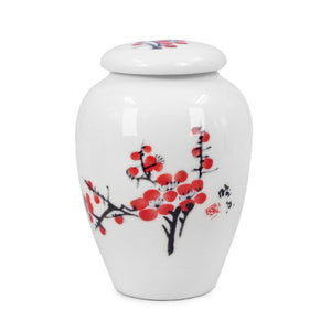 [product type] | Oriental Ink Painting Porcelain Tea Canister | Dahlia