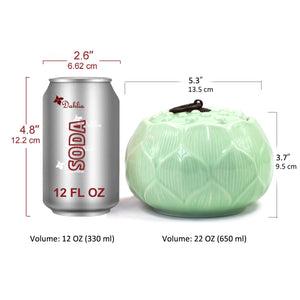 [product type] | Dahlia Lotus Shaped Glazed Celadon Handcrafted Porcelain Tea Canister | Dahlia