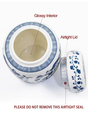 [product type] | Vintage Blue and White Porcelain Tea Caddy | Dahlia