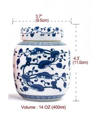 [product type] | Vintage Blue and White Porcelain Tea Caddy | Dahlia