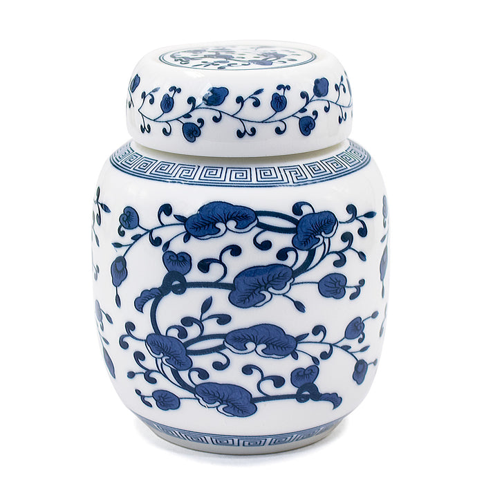 Vintage Blue and White Porcelain Tea Caddy