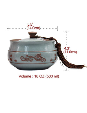 [product type] | Dahlia Embossed Dragon Crack Celadon Porcelain Loose Tea Canister | Dahlia