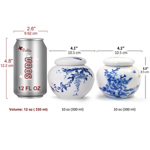 [product type] | Dahlia Wisteria Flowers Blue and White Porcelain Loose Tea Canister | Dahlia