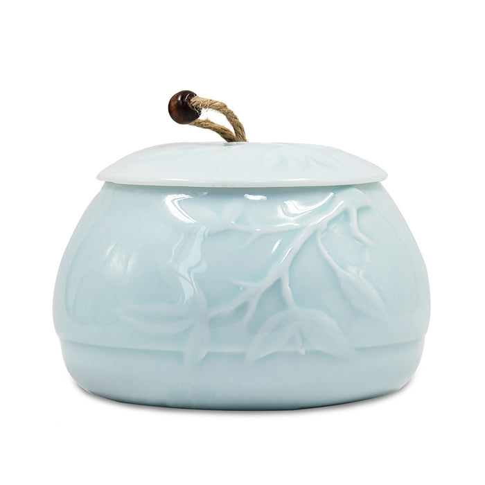 Dahlia Embossed Vine High Grade Celadon Porcelain Loose Tea Canister