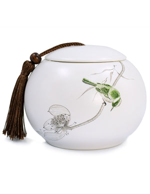 [product type] | Dahlia Butterfly on Branch Matte Glaze Porcelain Tea Canister | Dahlia