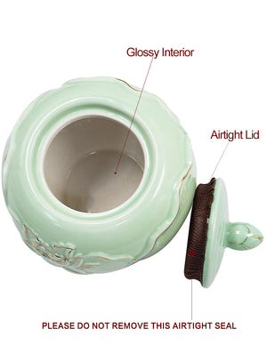 [product type] | Dahlia Etched Peony Porcelain Tea Canister, Ice Blue | Dahlia