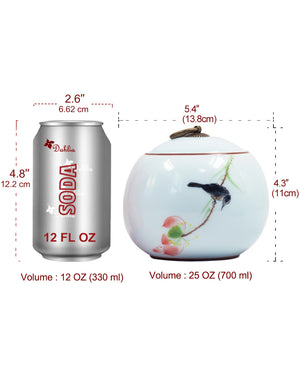 [product type] | Dahlia Bird on Lotus Glaze Porcelain Tea Canister | Dahlia