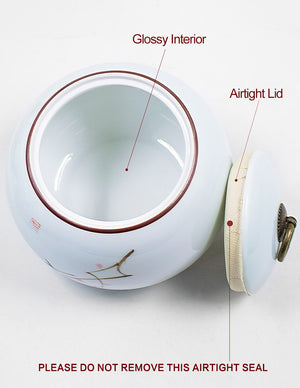 [product type] | Dahlia Bird on Lotus Glaze Porcelain Tea Canister | Dahlia