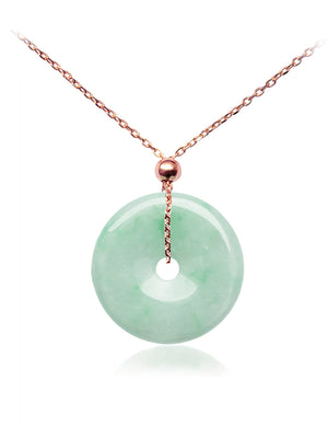 Eternal Circle Jade Necklace | Sterling Silver Italian Chain Rose Gold Plated