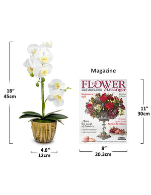 Realistic Orchid Artificial Flower Arrangement with Bamboo Ceramic Pot