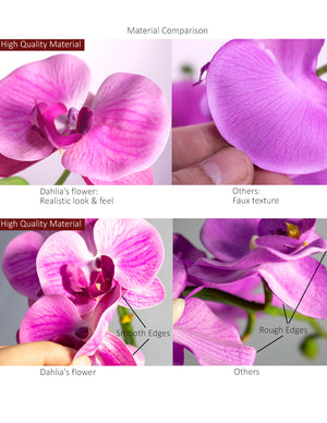 Realistic Orchid Artificial Flower Arrangement with Bamboo Ceramic Pot