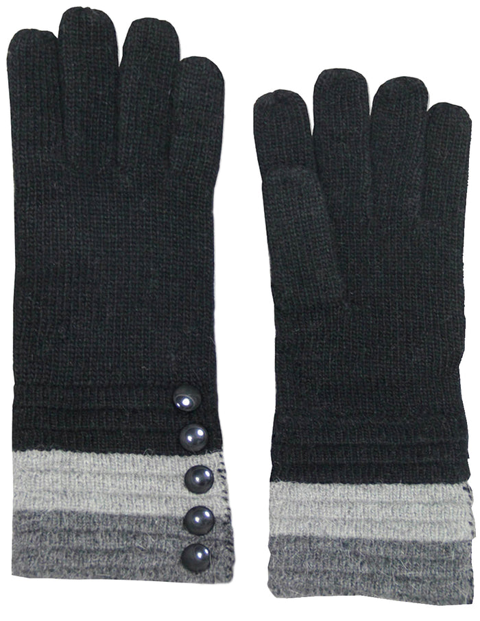 Five Buttons Wool Blend Cuff Knit Gloves