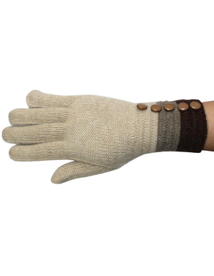Five Buttons Wool Blend Cuff Knit Gloves