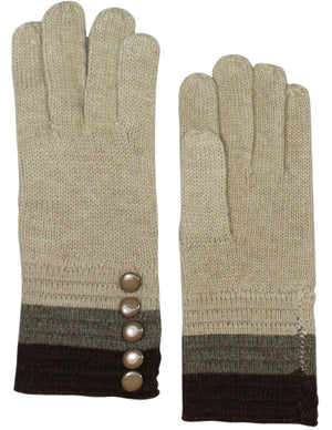 Five Buttons Wool Blend Cuff Knit Gloves