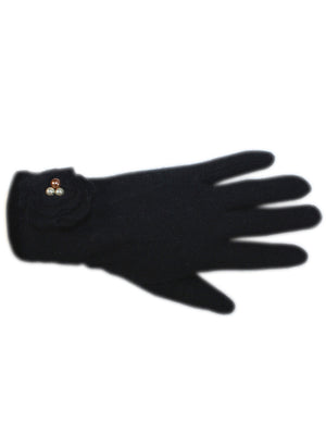 Faux Pearl Accented Flower Wool Blend Dress Gloves
