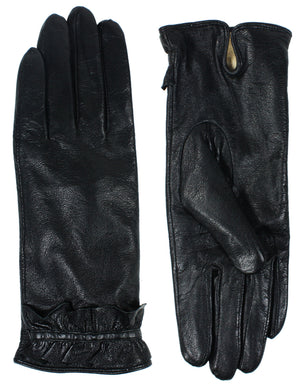 Ruffled Edge Soft Lining Leather Gloves