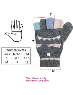 Colorful Pop-Top Convertible Wool Blend Knit Mitten Gloves
