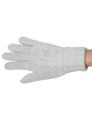 Star and Cable Wool Blend Knit Gloves